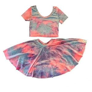 Wild Rich Kids 2 Piece Outfit Girls Size 13/14 crushed velvet bright tie dye